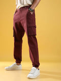 Campus Sutra Men's Poly Cotton Cuffed Hem Cargo Pant